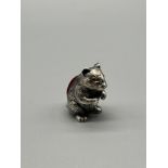 A Heavy silver cast guinea pig pincushion [2.8cm high]