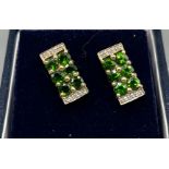 A Pair of 19ct yellow gold Tourmaline and diamond earrings.