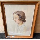 Original watercolour depicting a portrait of a young lady titled Patsy. Efteraar 1941. Signed. [