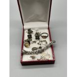 A Selection of Silver jewellery to include mostly Art Deco- bracelet and earrings. The lot also