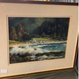 Albert Bechely- Crundall Monastery Beach, California- watercolour [Frame 50x59cm]