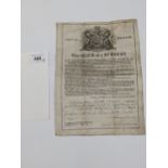 City of Bristol.: The Oath of a Burgess. Printed document with the details completed in ink