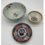 A Lot of two Chinese porcelain bowls, Together with a Japanese imari style plate. Chinese egg