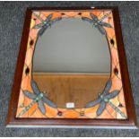 A Large Tiffany style dragon fly design mirror. [79x64cm]