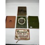 A Lot of four salesman catalogues and Duncan's Hazel Nut Chocolate advertisement carboard lid.