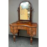 A 19th century ornate dressing table with barley twist column, swivel mirror top section. [