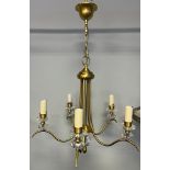 A Contemporary Valsan Lighting brass and crystal style chandelier