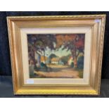 Otis Pierce Cook Jr. New England Village oil painting [Frame 42x46cm]