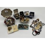 A Selection of costume jewellery necklaces and brooches