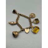 A 9ct gold charm bracelet, attached with various fob charms. [43.04grams]