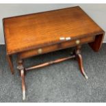 A Reproduction mahogany drop end sofa table. [73x85x51cm]