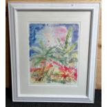 Richard Akerman Caribbean style print, signed in pencil by the artist. [frame 78x65cm]