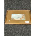 Antique watercolour depicting coastal scene. Fitted within a gilt frame. [20x30cm]