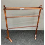Antique clothes Horse detailed with acorn shaped finials. [93x83cm]