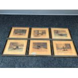 A Set of 6 mid 19th century coloured engravings depicting the story of the start to the death