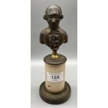 Antique Bronze gentleman bust sat upon a marble and bronze base. [20cm high]