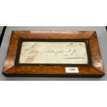 A 19th century letter framed sent privately to The Duke of Wellington, reverse side showing the seal