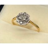 A Ladies 18ct & Platinum diamond art deco ring. [Ring size P] [2.45Grams]