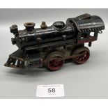 1920's cast iron wind up train engine. Possibly Bing/ American Flyer. [16.5cm in length]