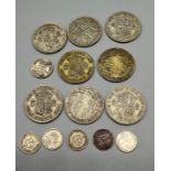 A Selection of silver pre 1947 coins to include half crowns and three pence. [120grams]