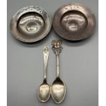 A Pair of London silver dishes [one showing Jubilee marking] Together with silver souvenir