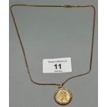 9ct yellow gold necklace with a 9ct yellow gold St. Christopher's pendant. [4.11grams] [44cm length]