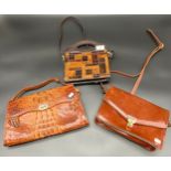 A Vintage crocodile leather hand bag, Bel Sac Denmark leather bag and one other.