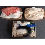 3 Boxes to include various vintage lace and feathers. One of the boxes addressed to The Countess