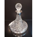 A Birmingham silver collar and cut crystal miniature ships decanter. [16cm high]