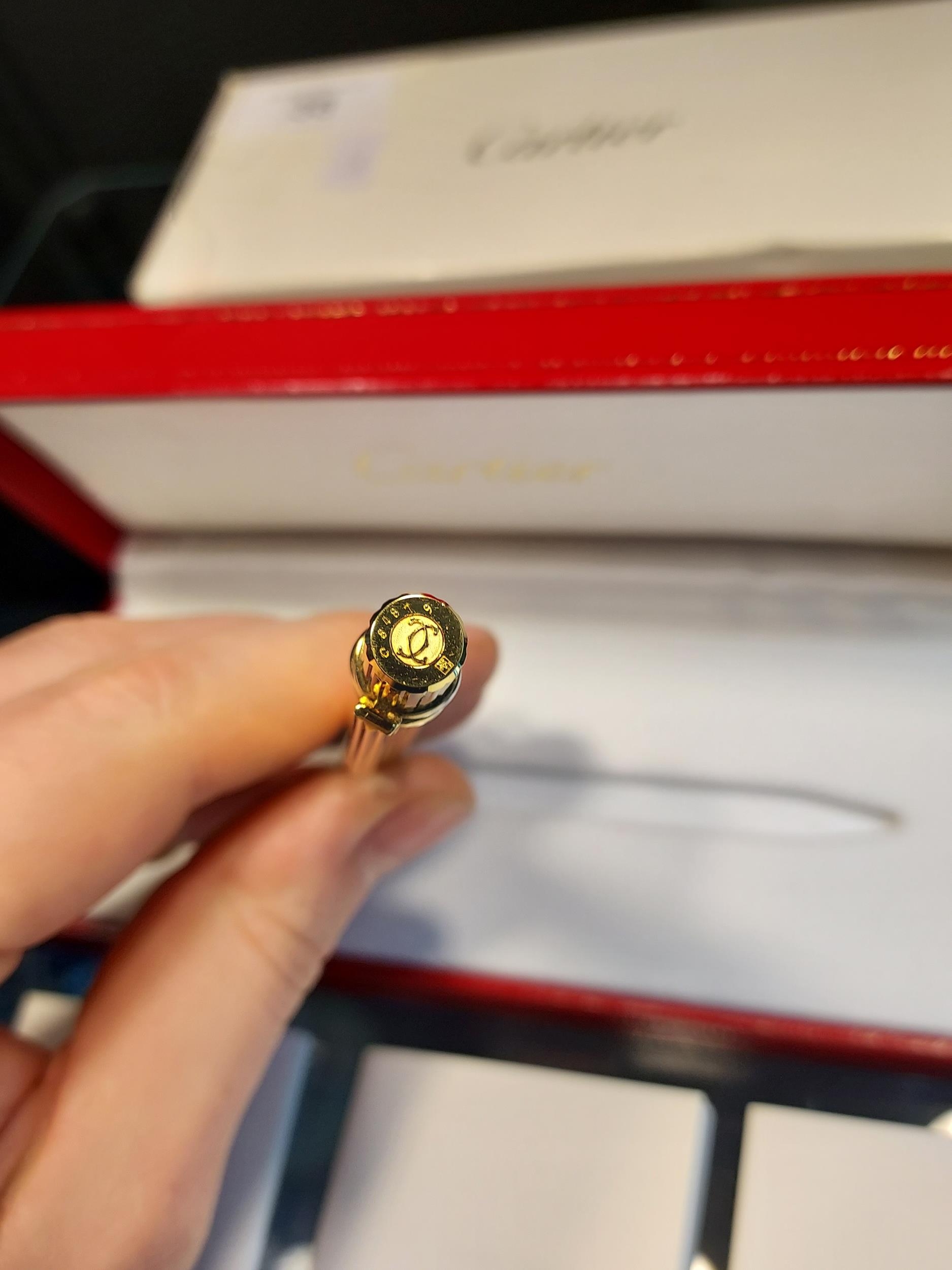 Authentic Cartier St 150030 Stylo Bille Must gold plated ballpoint pen with original box. - Image 2 of 2