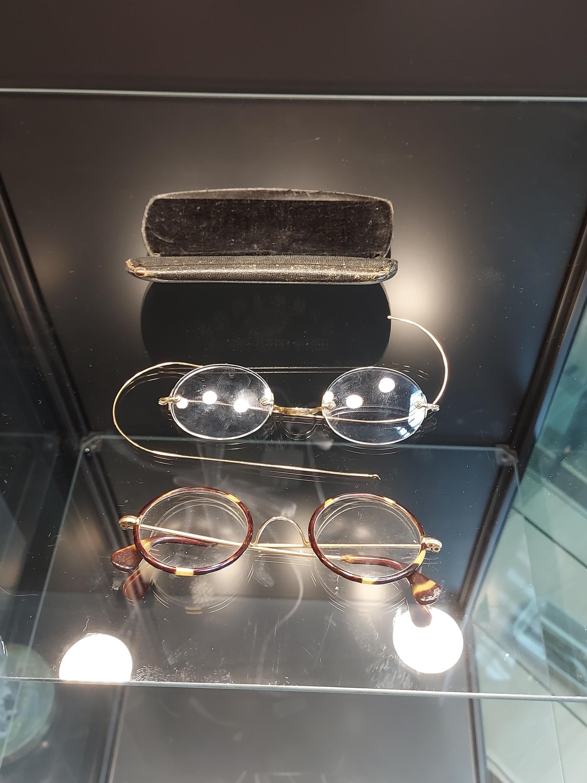 A Pair of 1/10 10ct gold and faux tortoise shell spectacles together with a pair of yellow metal