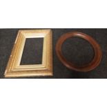 Gilt frame (58x46cm) along with dark wood circular frame (51x51cm)