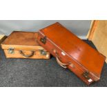 A Vintage brown leather travel case together with an A. Davis & Co Makers London tan leather