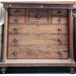 Victorian mahogany chest of drawers, the rectangular top above four short drawers, a centre drawer