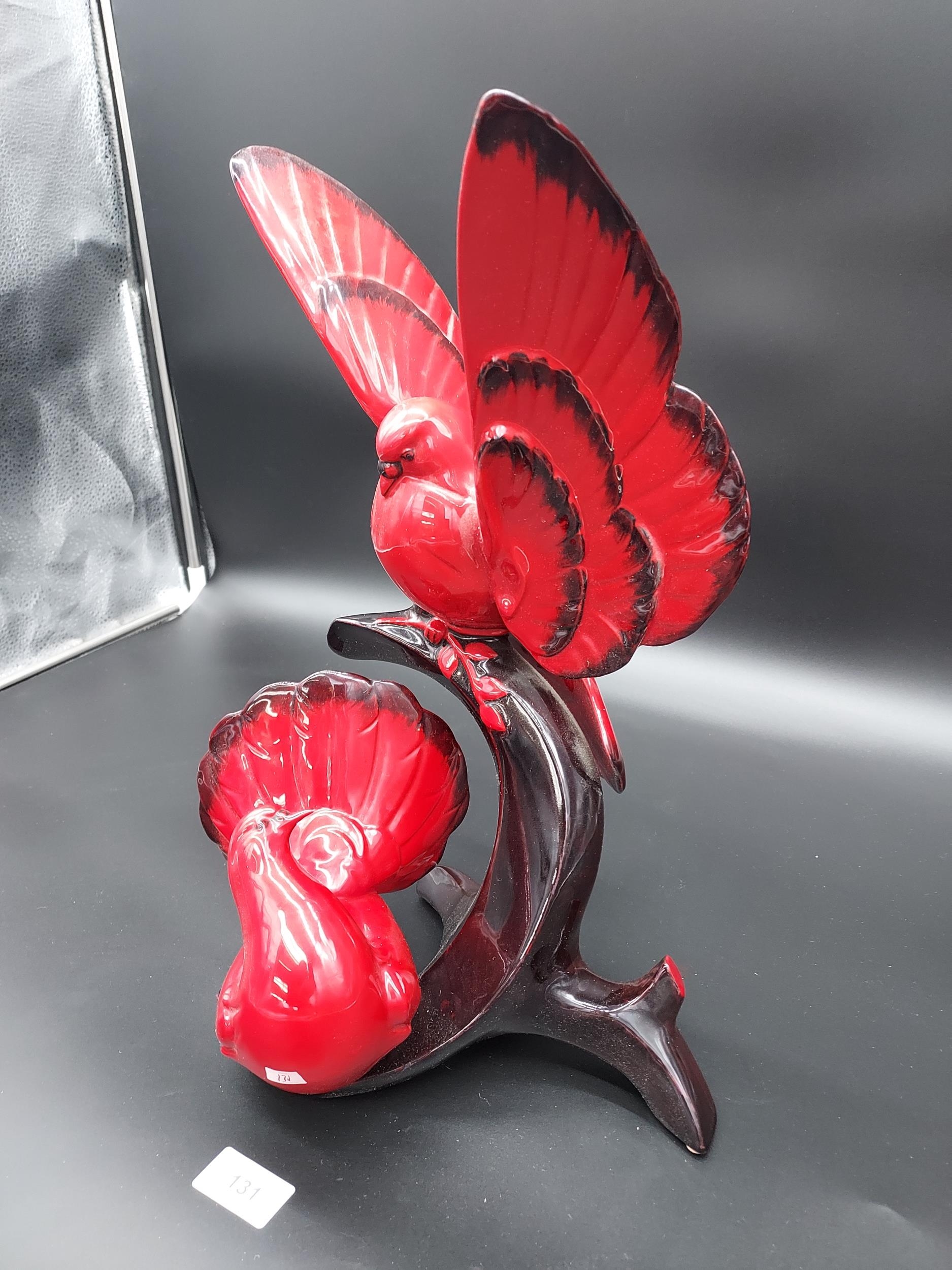 A Large Royal Doulton Flambe Images of Fire sculpture of two doves. - Image 2 of 4