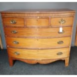 Antique 19th century three over three bow front chest of drawers. [As found in areas] [109x121x60cm]