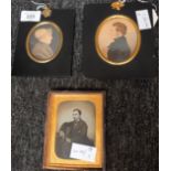 Two Miniature portraits, Together with a framed photo of a gentleman Man(15x13cm) women(14×11cm)