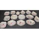 A 15 Piece Victorian English breakfast plate set. Detailed with Hand painted floral designs.
