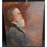 Oil painting on canvas depicting a side view of a gentleman attributed to Vereker . Monteith.