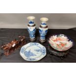 A Lot of Chinese and Japanese porcelain items. Includes Chinese Chenghua Nian Zhi Brown mark blue