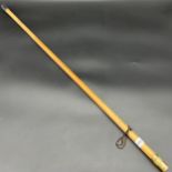 Antique 19th century Malacca walking cane with yellow metal ornate top. [93cm length]