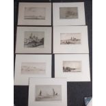 7 Etchings depicting various scenes. Some limited edidtions to include titles - The Dead Sea1921,