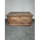 Antique pine stained travel trunk, Interior is fitted with small drawers and shelf area. [
