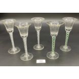 A Lot of 5 20th century twist cane stem sherry glasses