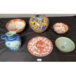 A Selection of Chinese and Japanese porcelain wares. Includes to Japanese Kutani ware hand painted