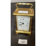 A French Duverdrey & Bloquel Brass carriage clock by Bayard- 8 day. In a working condition.