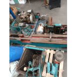 Dempster Moore & co Ltd Glasgow lathe, In pieces. Comes with various tools and engine.