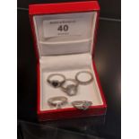 A Lot of five ladies 925 silver rings. 925 silver ring set with a single blue diamond and clear