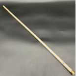 A 19th century bone walking cane with yellow metal top. [As Found] [90cm length]