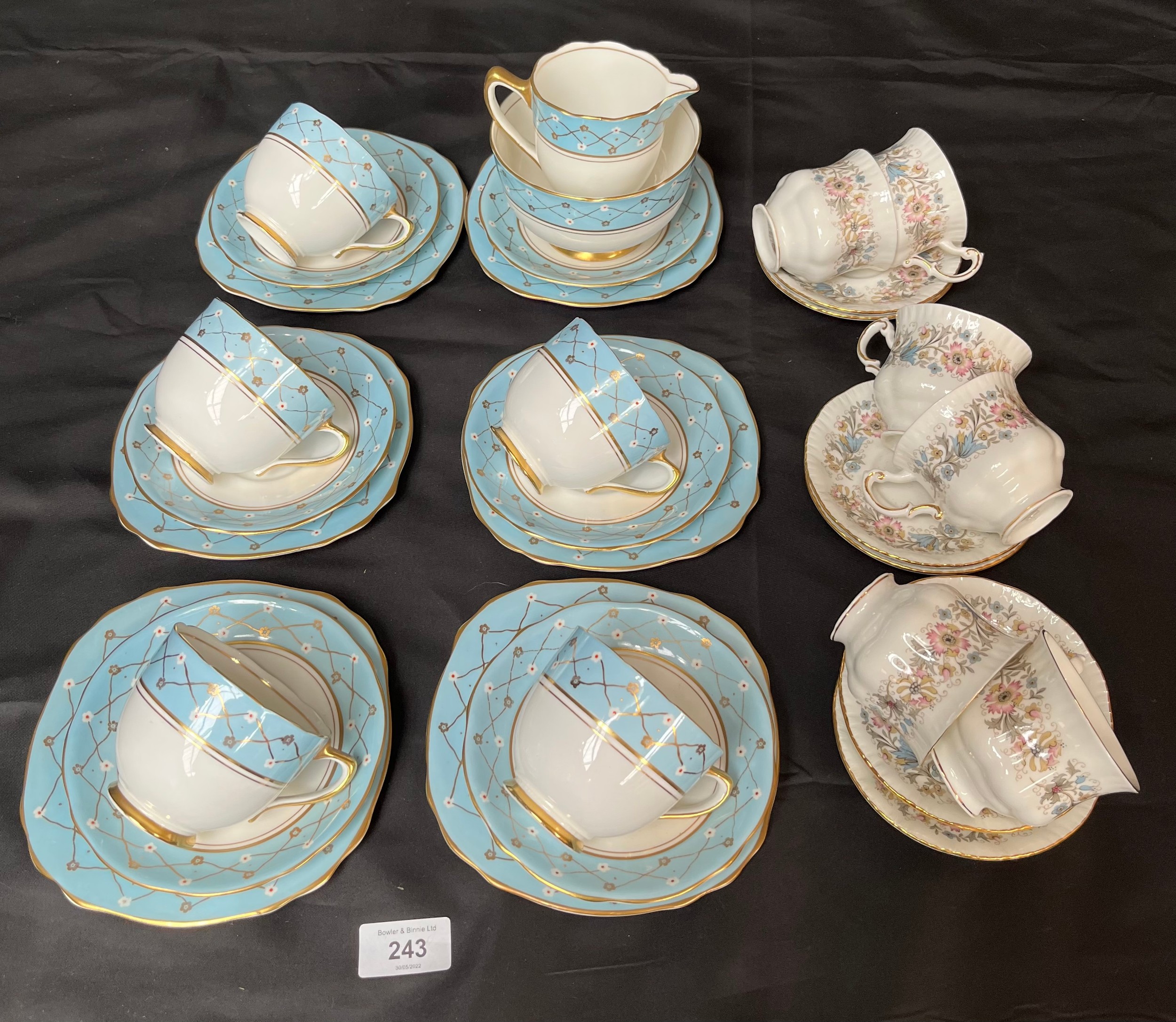 An 18 piece Royal Stafford tea set together with a 12 piece Paragon Meadowvale coffee set.